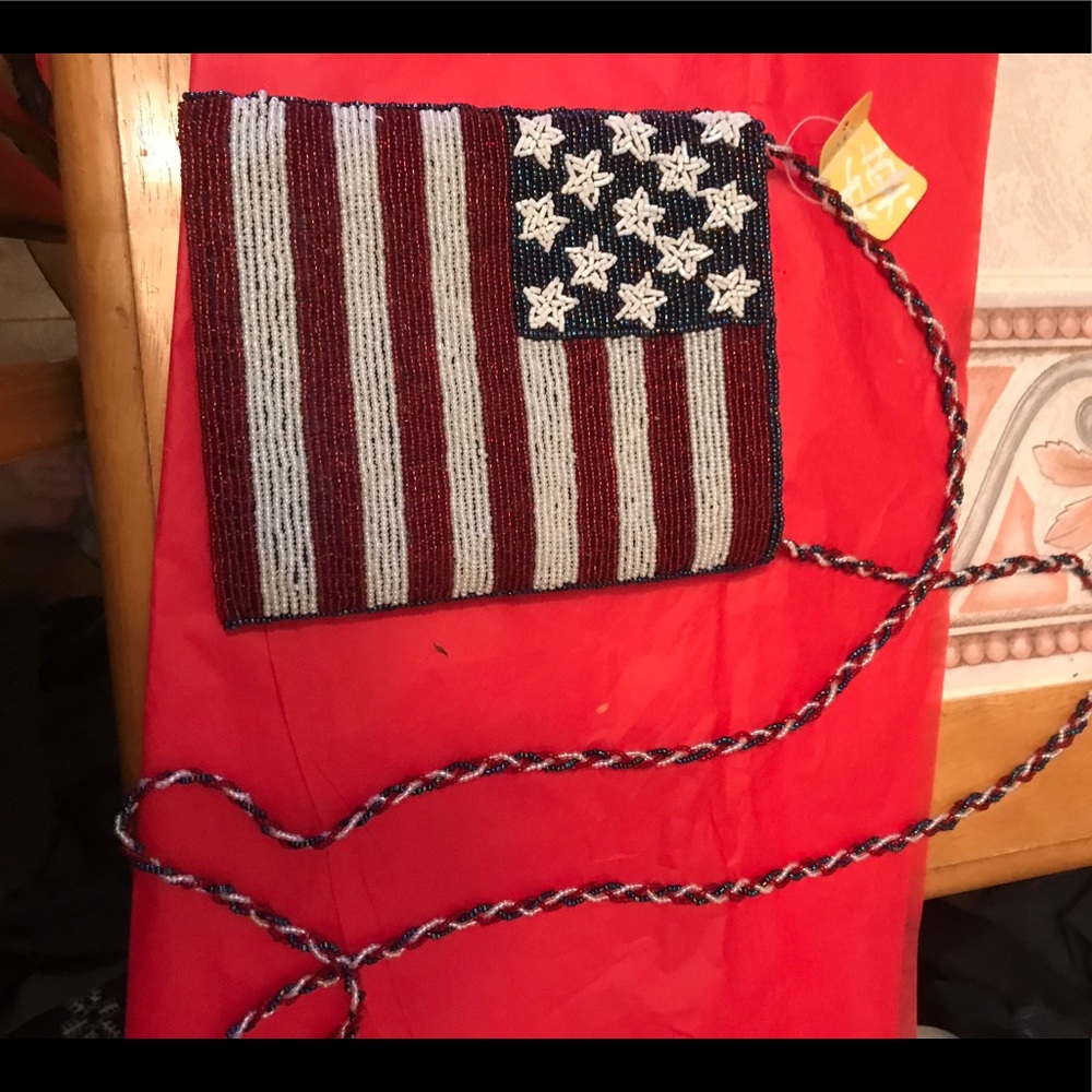 American flag beaded purse